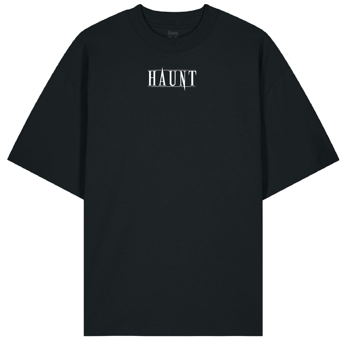 Front of the Softcore Bloom black t-shirt from Haunt’s Premium Collection, featuring a clean white Haunt logo in bold gothic font.